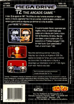 T2 - The Arcade Game (Japan) box cover back